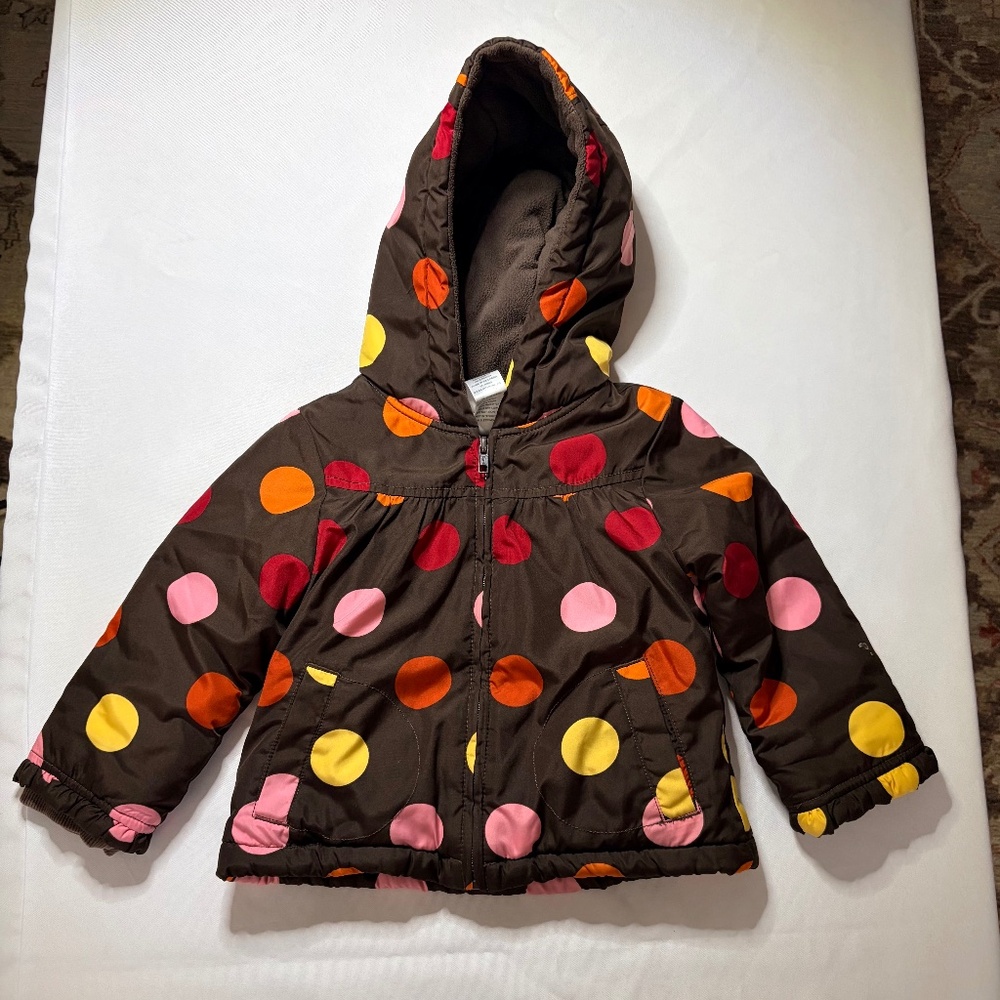 Gymboree, Girls Fleece lined Polka Dot Jacket Coat size 2t/ 3t